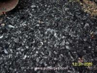 Charcoal Produced: A picture of the charcoal produced from the chipped hemlock.