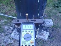 Water Heater Tank - Charcoal Retort: Thermocouple reading.  Highest upper stack temperature measured was 1167F.